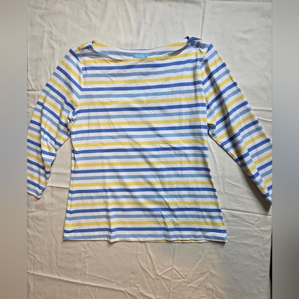 JMcLaughlin Blue And Yellow Boat Neck Top - Picture 2 of 7